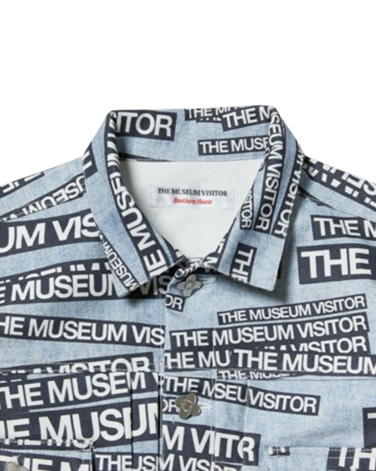 더뮤지엄비지터(THEMUSEUMVISITOR) THE MUSEUM VISITOR LOGO PRINTED TRUCKER JACKET (SKY BLUE)