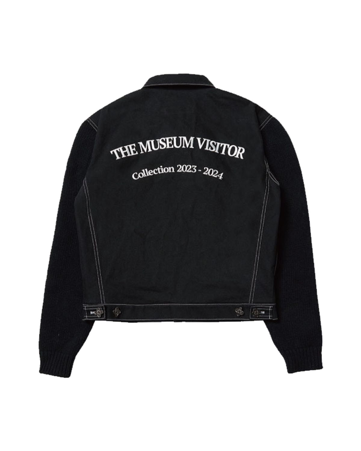 더뮤지엄비지터(THEMUSEUMVISITOR) 2023 HYBRID KNIT TRUCKER JACKET (BLACK)