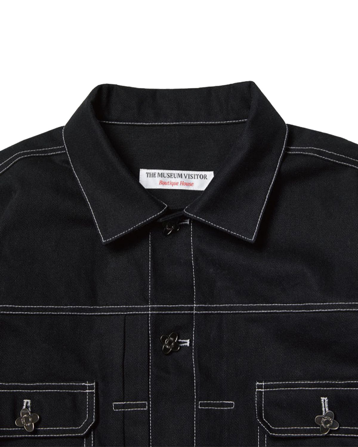 더뮤지엄비지터(THEMUSEUMVISITOR) 2023 HYBRID KNIT TRUCKER JACKET (BLACK)