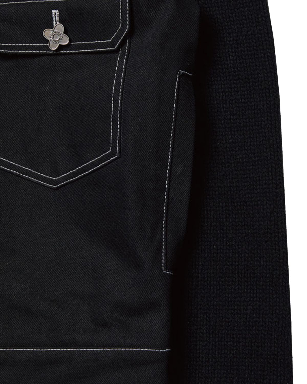 더뮤지엄비지터(THEMUSEUMVISITOR) 2023 HYBRID KNIT TRUCKER JACKET (BLACK)