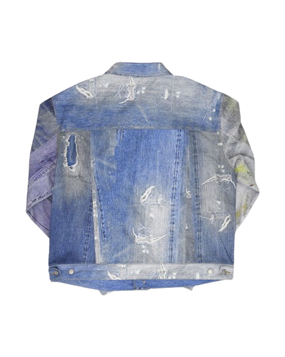 더뮤지엄비지터(THEMUSEUMVISITOR) HAND STITCHED DIGITAL DENIM COLLAGE PRINTED JACKET (DENIM)