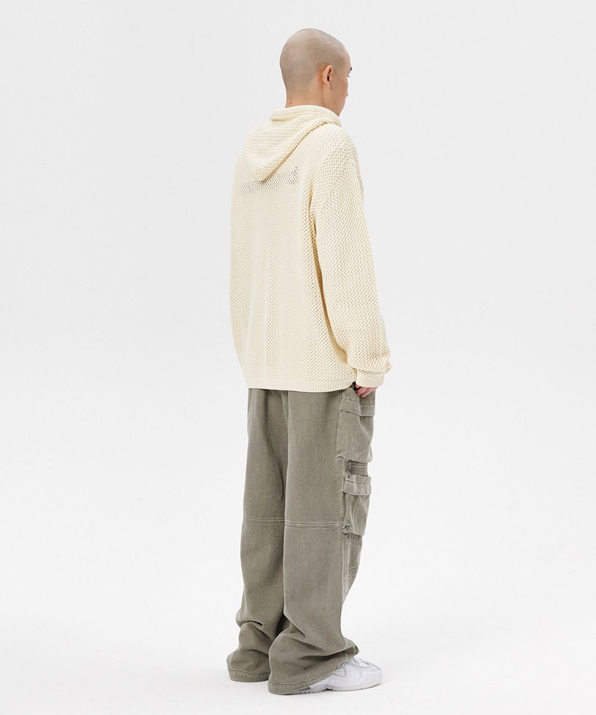 마하그리드(MAHAGRID) DAGGER MESH HOOD ZIP UP KNIT IVORY(MG2ESMK685A)