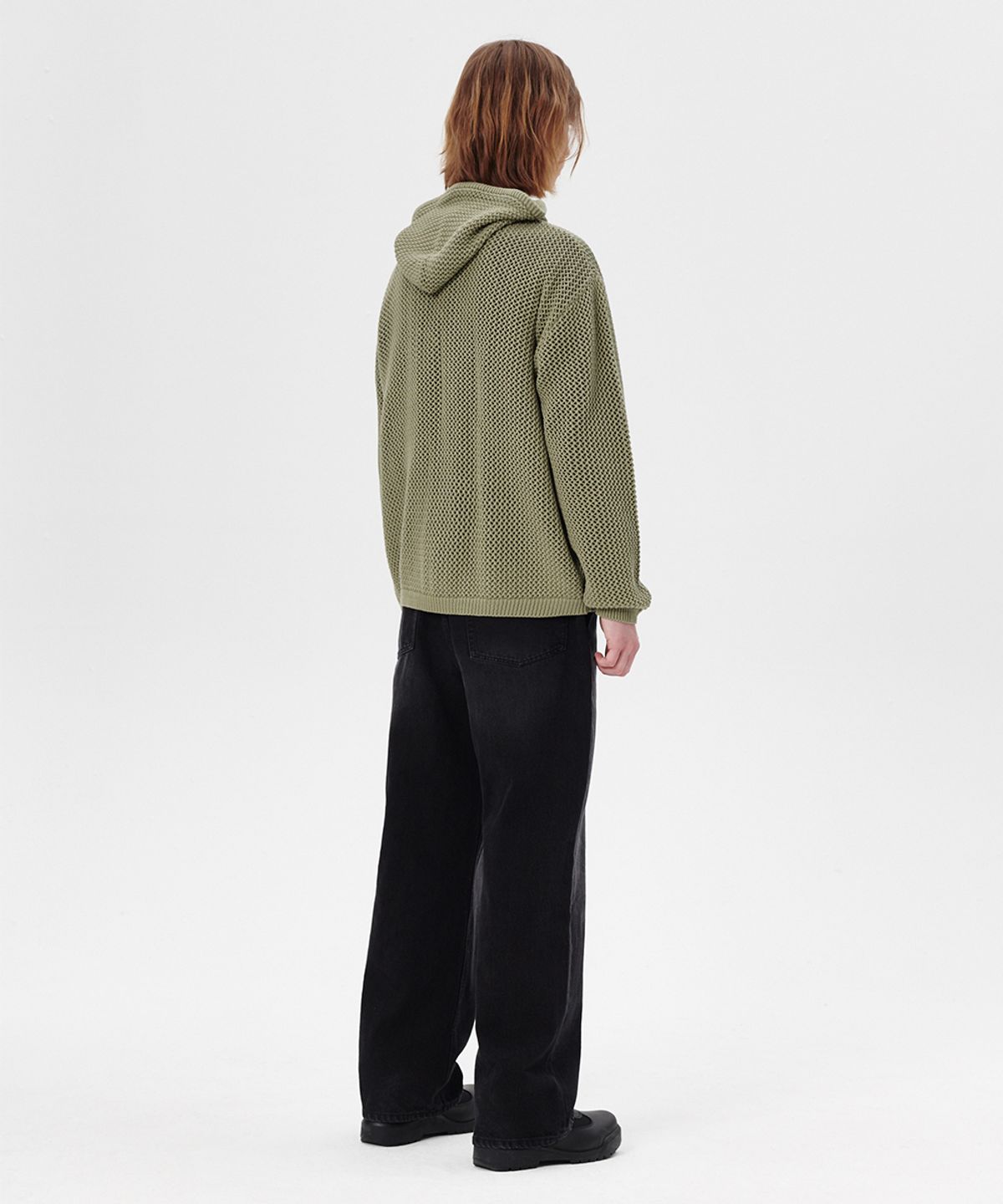 마하그리드(MAHAGRID) DAGGER MESH HOOD ZIP UP KNIT OLIVE(MG2ESMK685A)