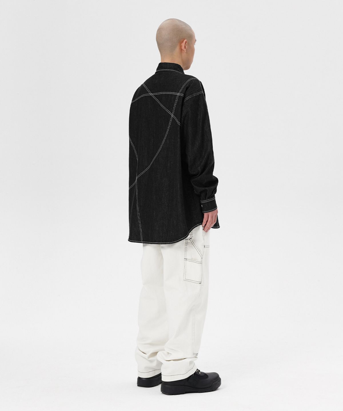 마하그리드(MAHAGRID) STITCHED DENIM SHIRT BLACK(MG2ESMW311A)