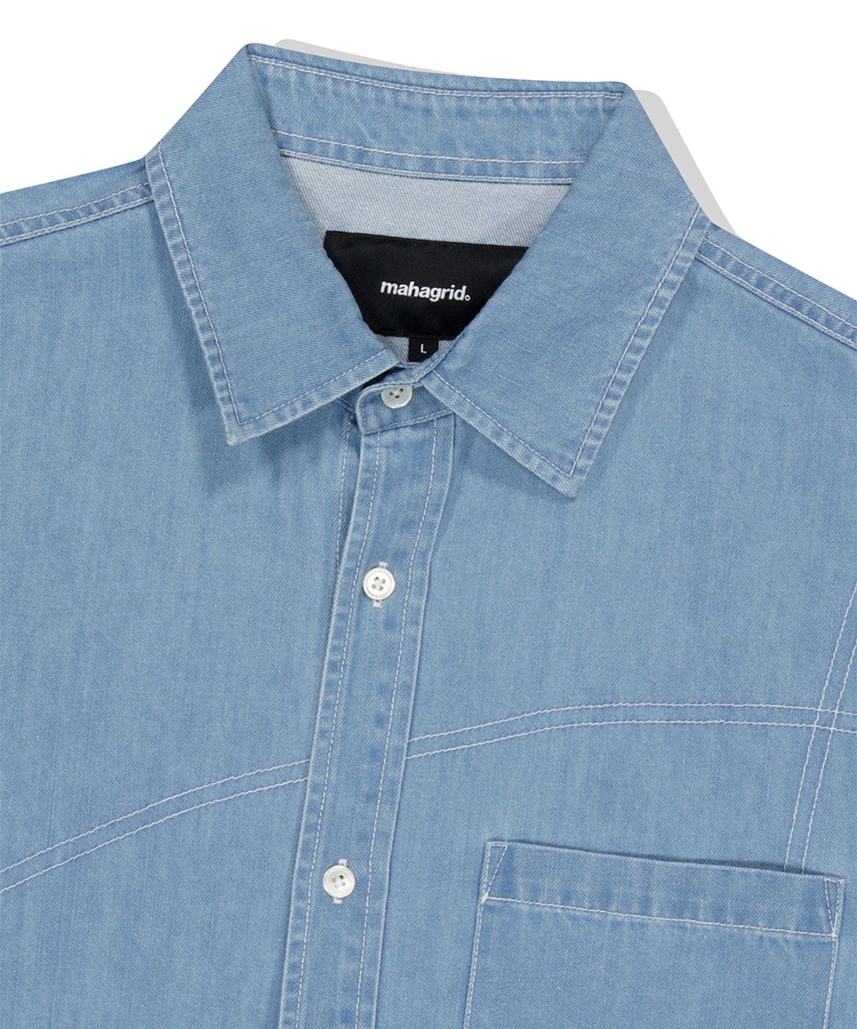 마하그리드(MAHAGRID) STITCHED DENIM SHIRT BLUE(MG2ESMW311A)