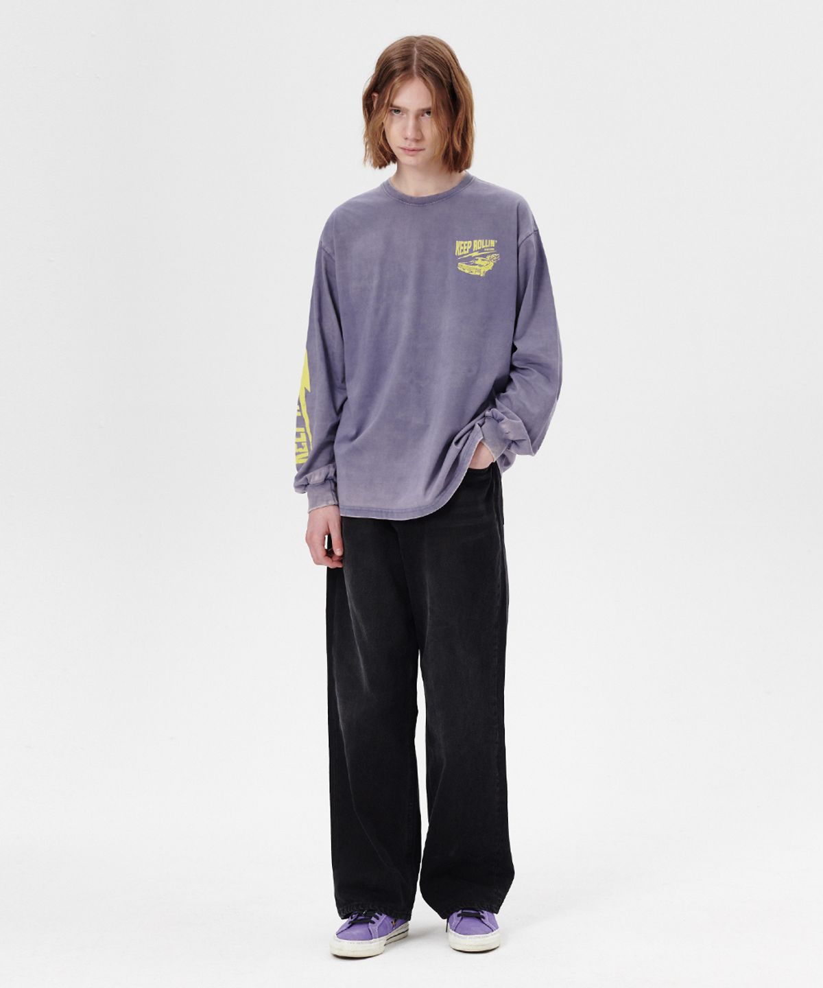 마하그리드(MAHAGRID) WASHED OLD CAR LS TEE PUPRLE(MG2ESMT561A)
