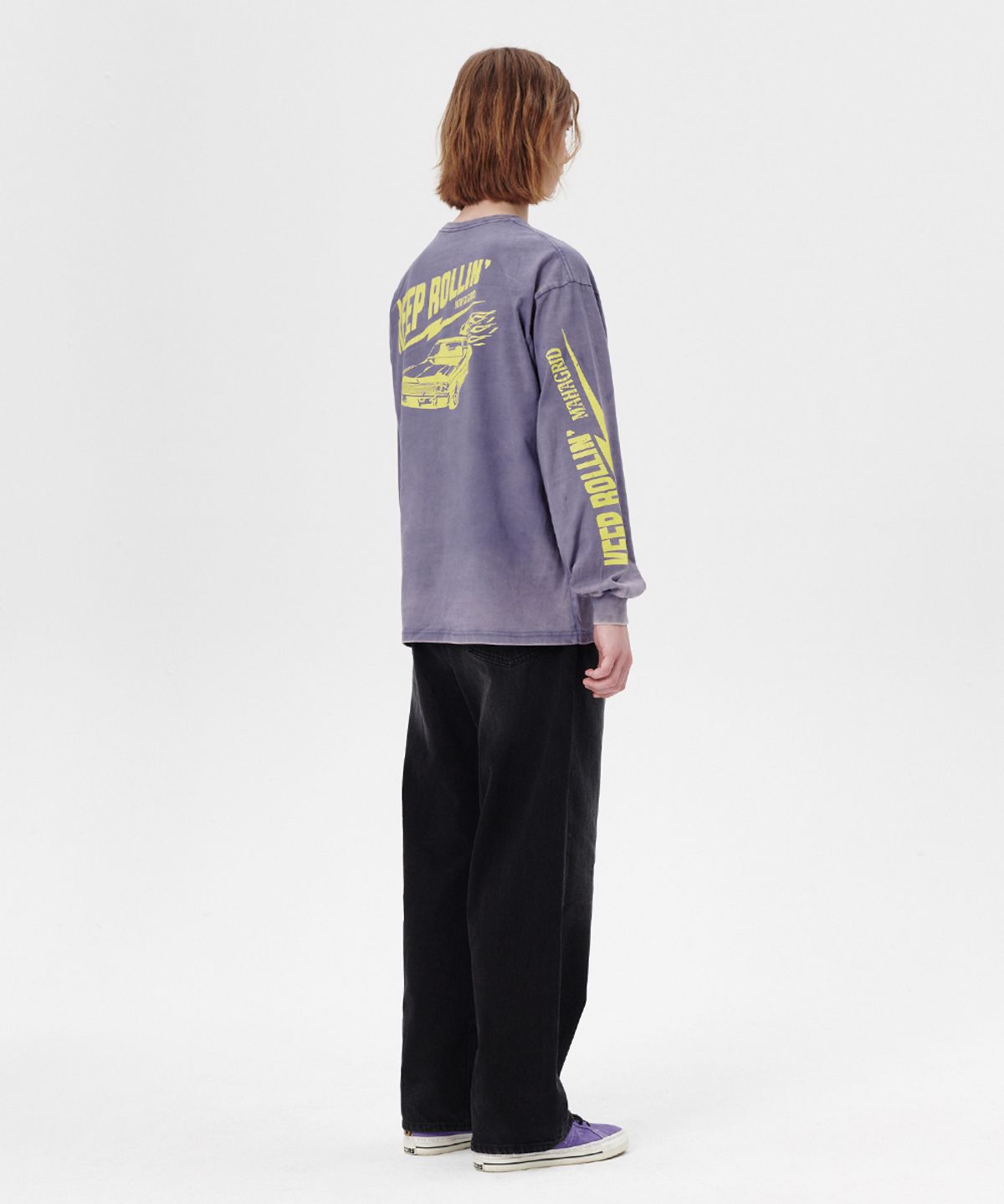 마하그리드(MAHAGRID) WASHED OLD CAR LS TEE PUPRLE(MG2ESMT561A)
