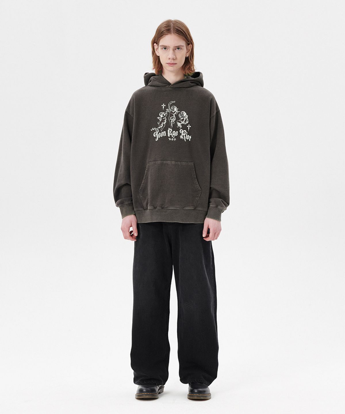 마하그리드(MAHAGRID) WASHED ANGEL HOODIE BLACK(MG2ESMM405A)