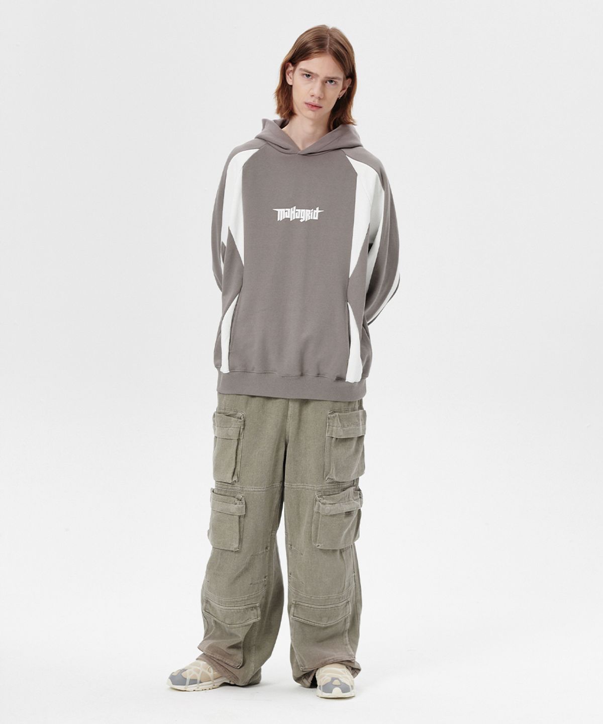 마하그리드(MAHAGRID) PANEL RACING HOODIE GREY(MG2ESMM404A)