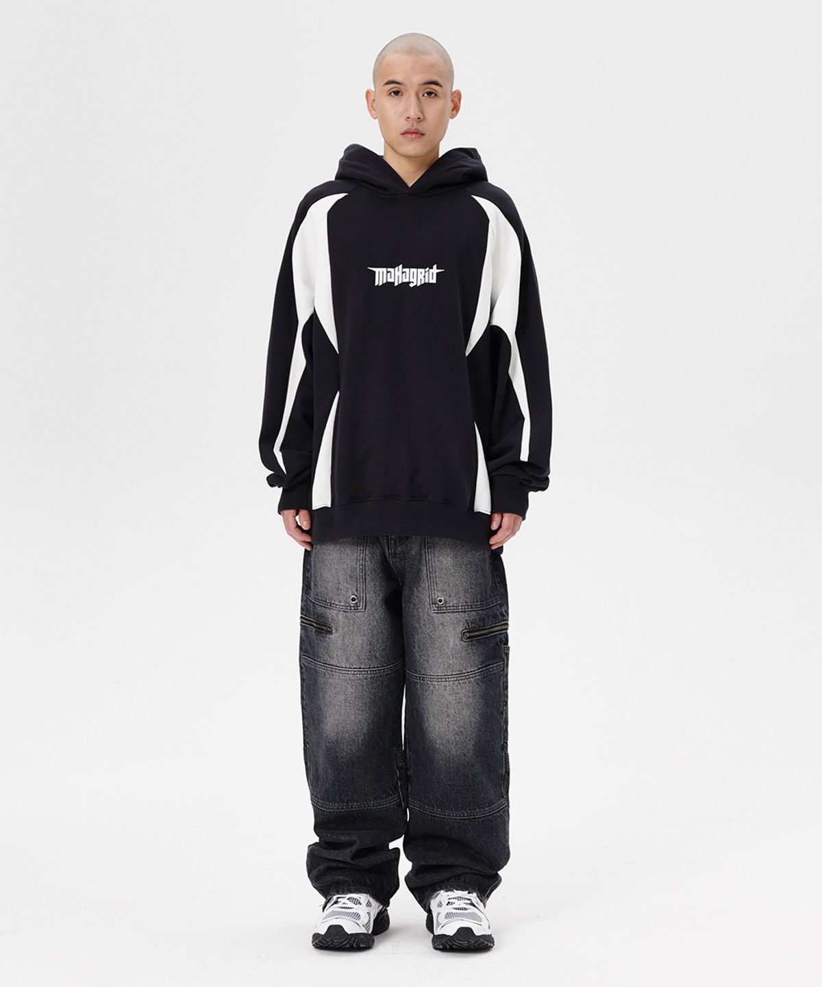마하그리드(MAHAGRID) PANEL RACING HOODIE BLACK(MG2ESMM404A)