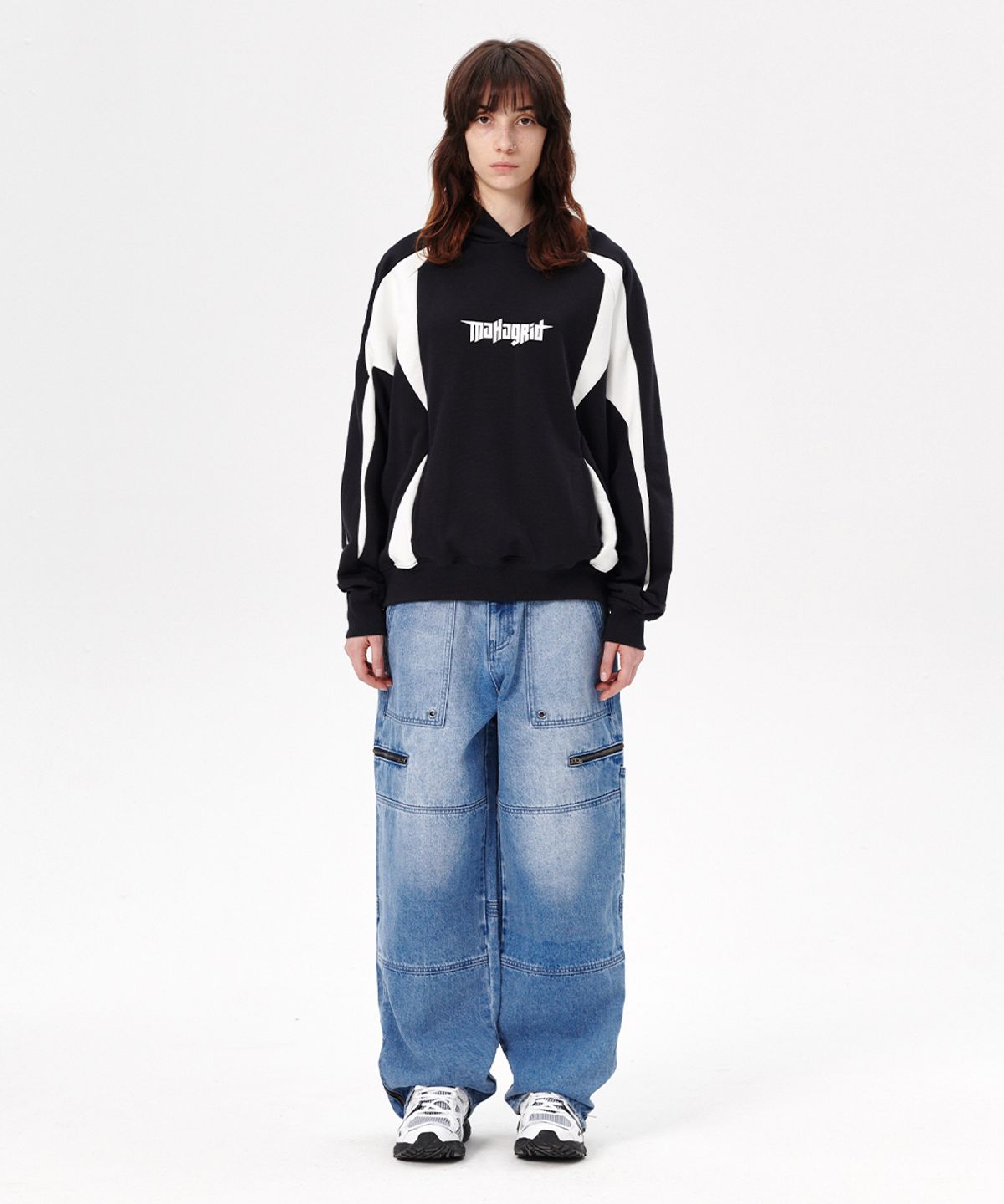 마하그리드(MAHAGRID) PANEL RACING HOODIE BLACK(MG2ESMM404A)