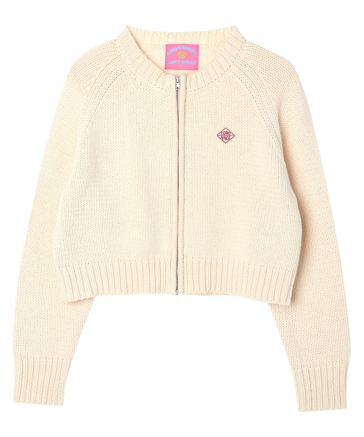 꼬모니노즈(COMONINOZ) W ROUND NECK FULL ZIPUP KNIT [3 COLOR]