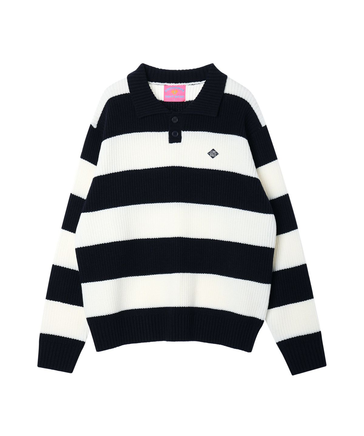 꼬모니노즈(COMONINOZ) STRIPE COLLAR KNIT [3 COLOR]