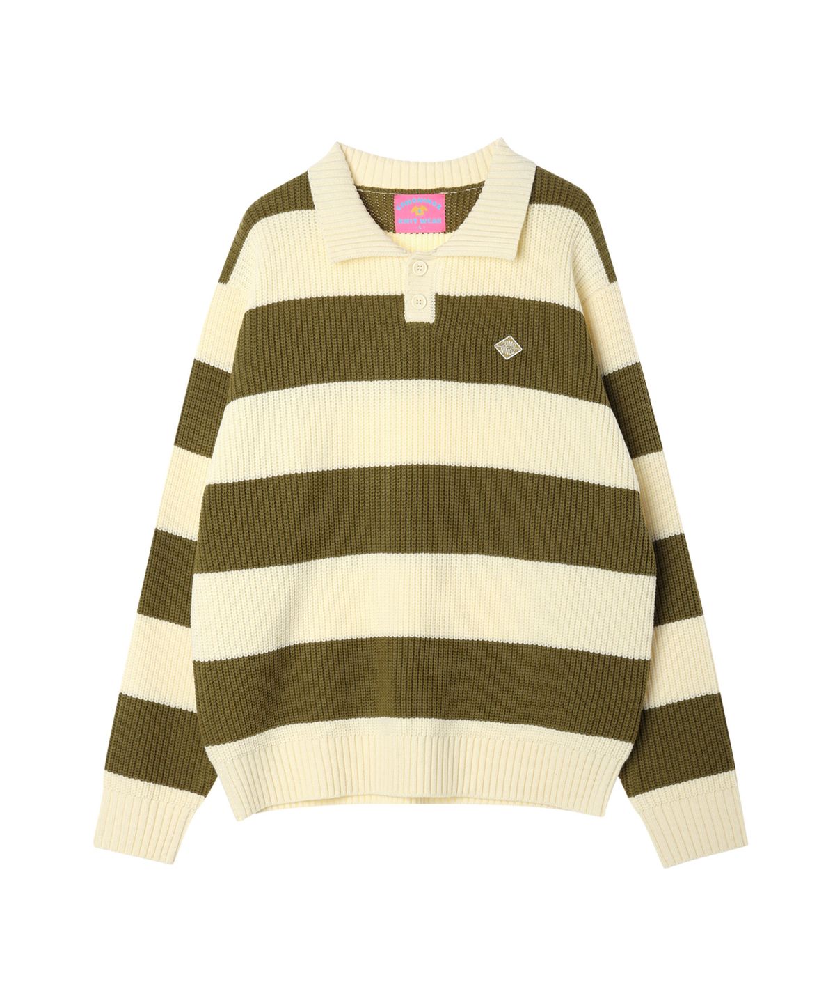 꼬모니노즈(COMONINOZ) STRIPE COLLAR KNIT [3 COLOR]