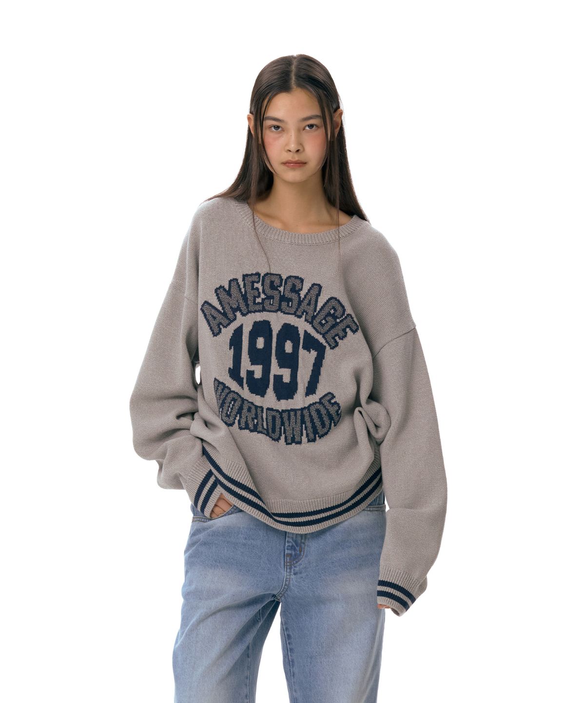 아메스 월드와이드(AMES-WORLDWIDE) 1997 JACQUARD SWEATER GREY (AM2ESUK600A)