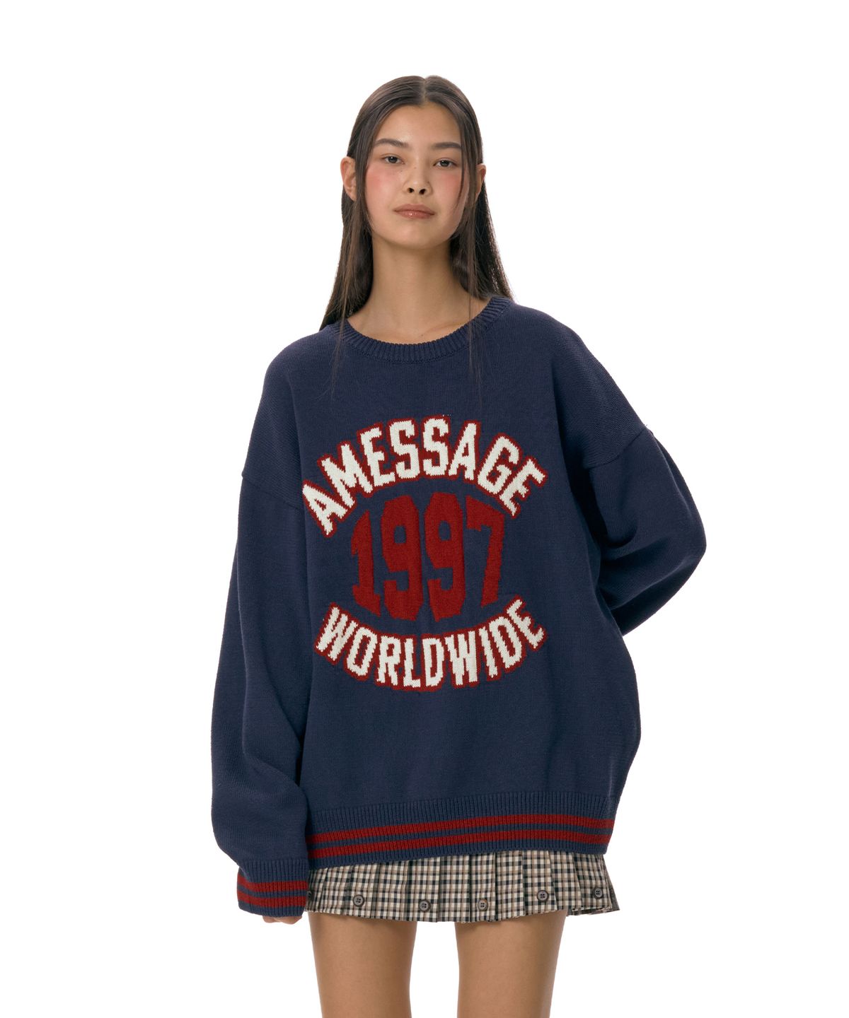 아메스 월드와이드(AMES-WORLDWIDE) 1997 JACQUARD SWEATER NAVY (AM2ESUK600A)
