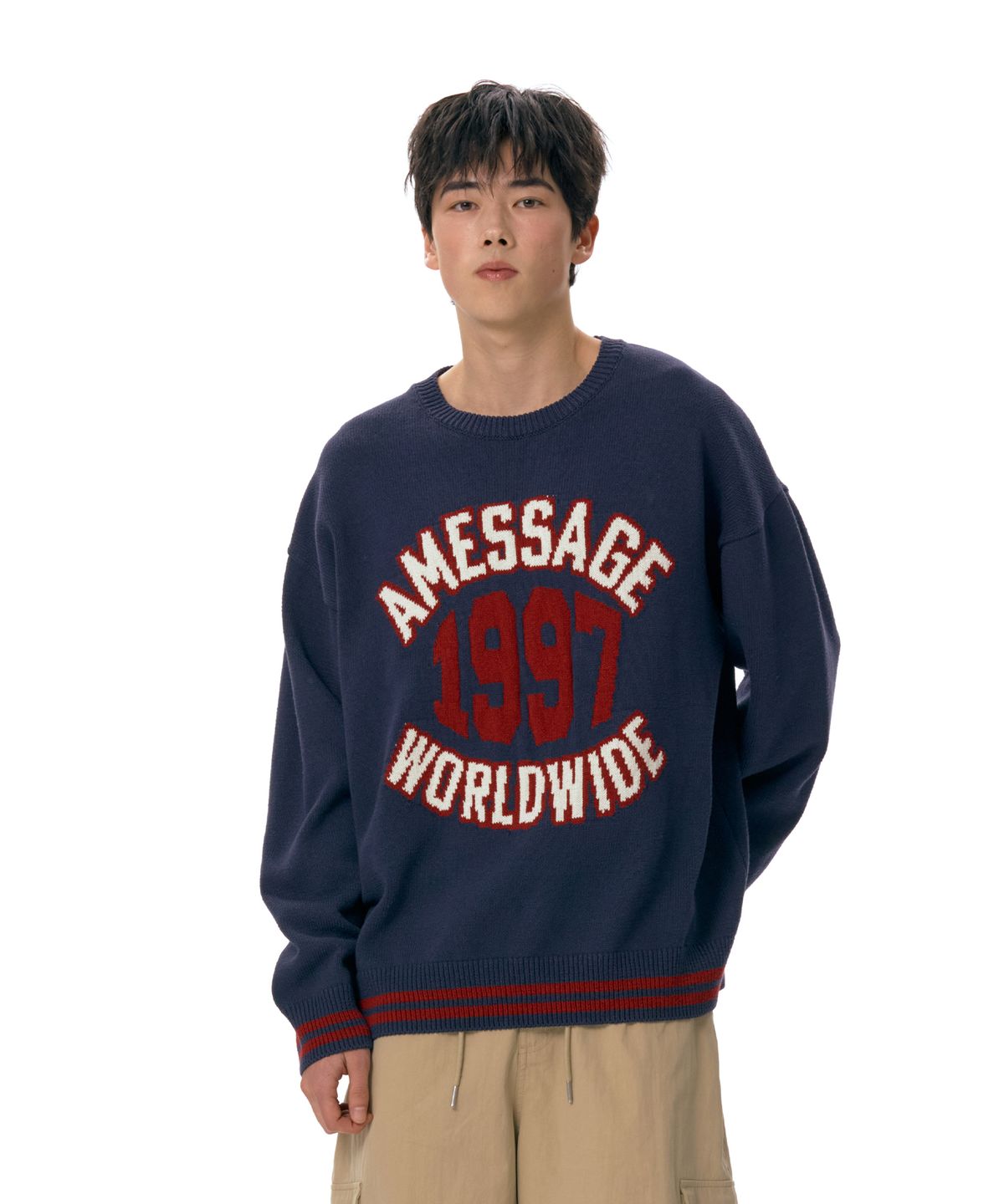 아메스 월드와이드(AMES-WORLDWIDE) 1997 JACQUARD SWEATER NAVY (AM2ESUK600A)
