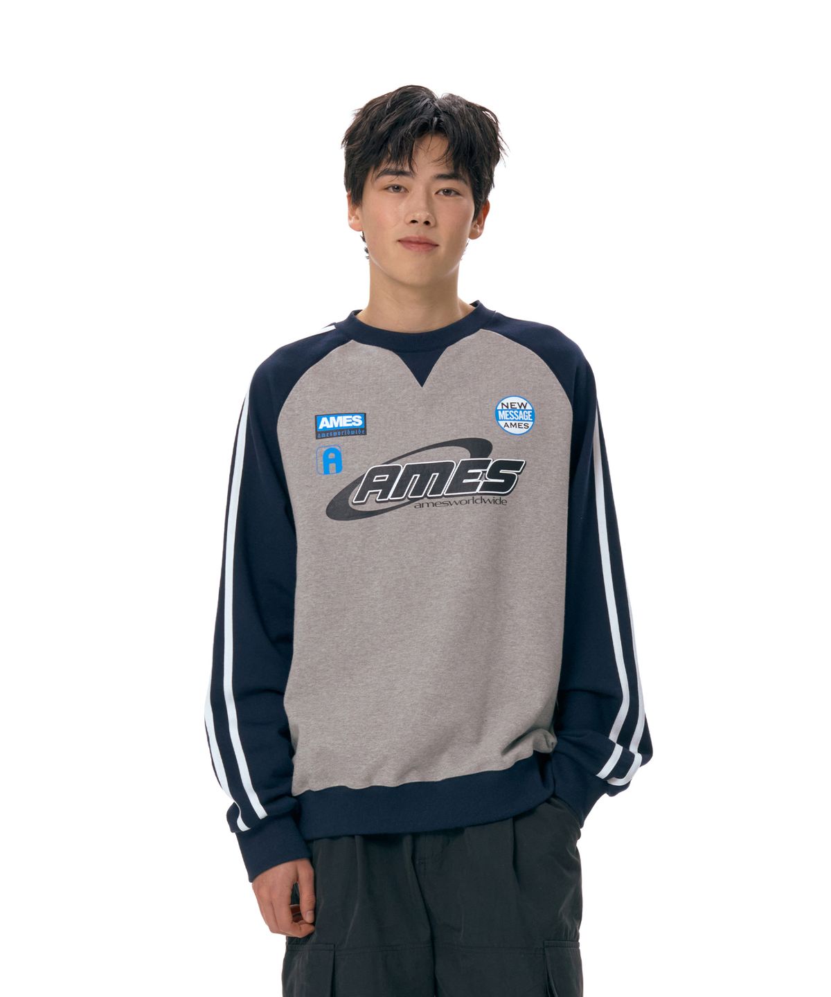 아메스 월드와이드(AMES-WORLDWIDE) SLEEVE STITCH SWEATSHIRT GREY (AM2ESUM441A)