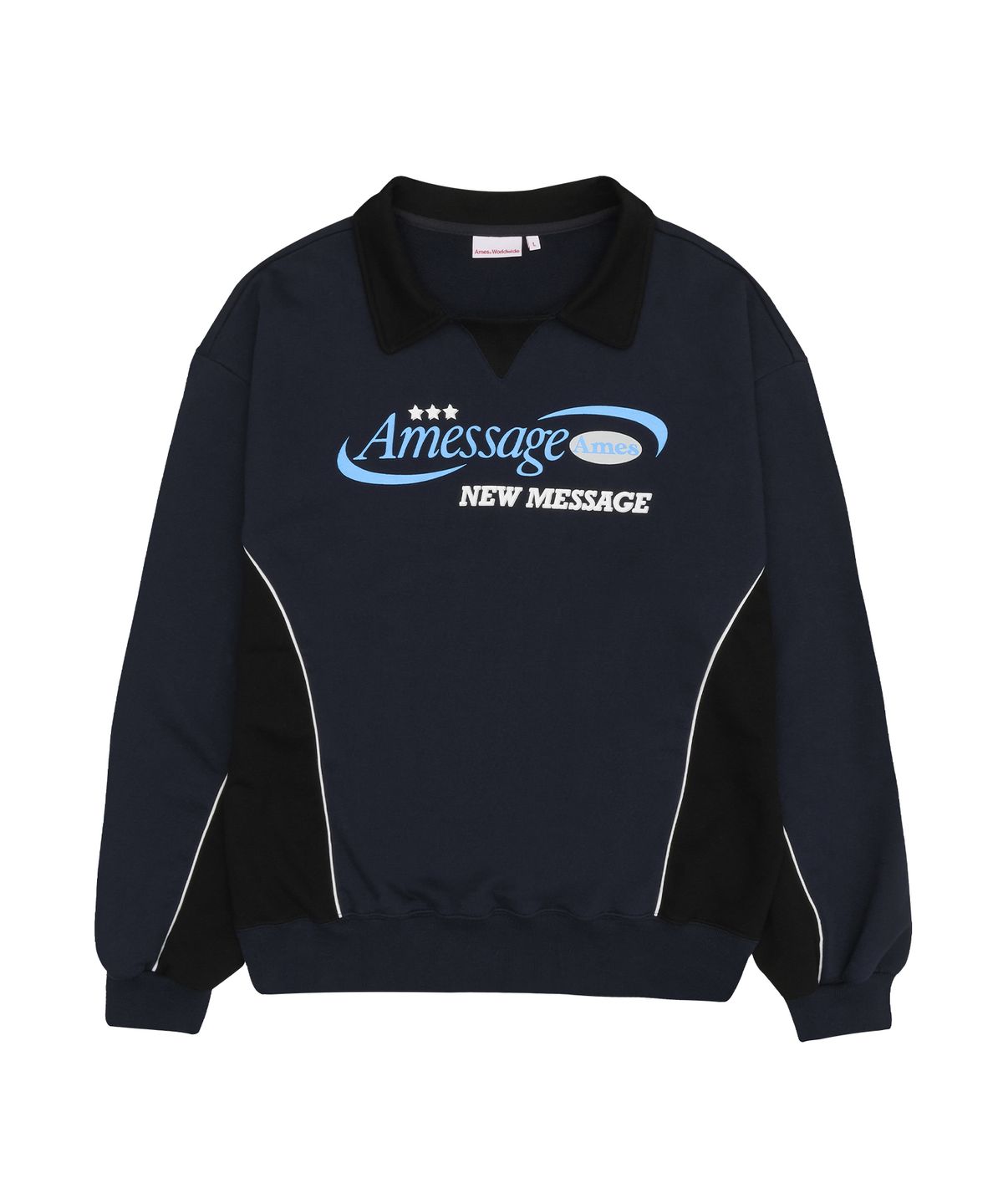 아메스 월드와이드(AMES-WORLDWIDE) NEW MESSAGE COLLAR SWEATSHIRT NAVY (AM2ESUM442A)