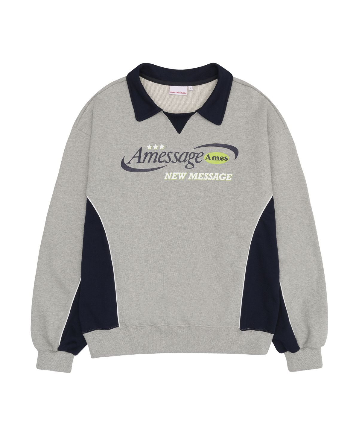 아메스 월드와이드(AMES-WORLDWIDE) NEW MESSAGE COLLAR SWEATSHIRT GREY (AM2ESUM442A)