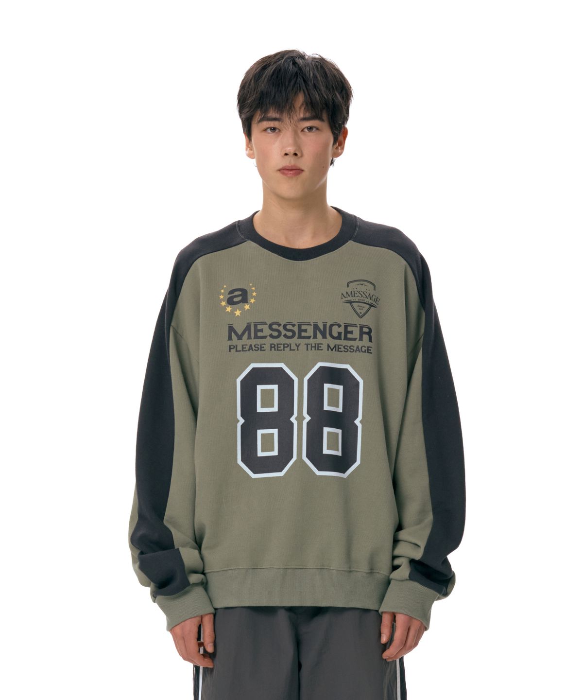 아메스 월드와이드(AMES-WORLDWIDE) NUMBERING SWEATSHIRT KHAKI (AM2ESUM443A)