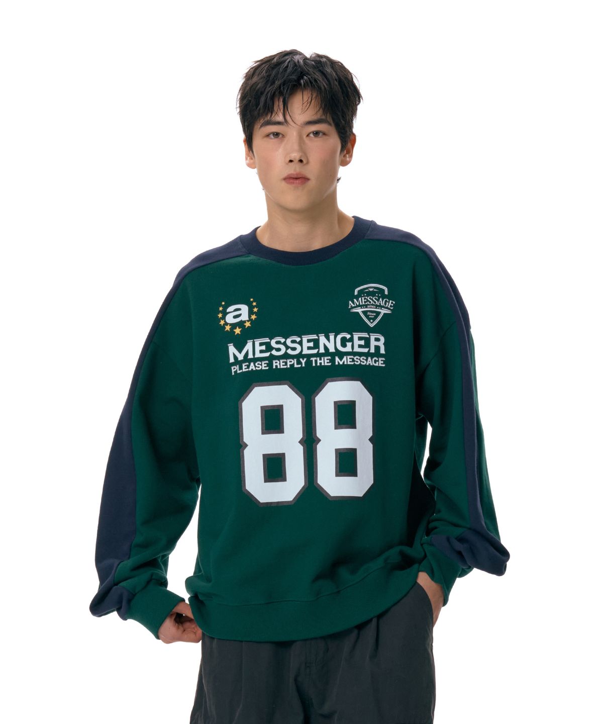 아메스 월드와이드(AMES-WORLDWIDE) NUMBERING SWEATSHIRT GREEN (AM2ESUM443A)