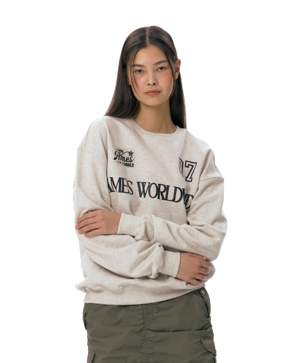 아메스 월드와이드(AMES-WORLDWIDE) 07 MESSAGE SWEATSHIRT OATMEAL
