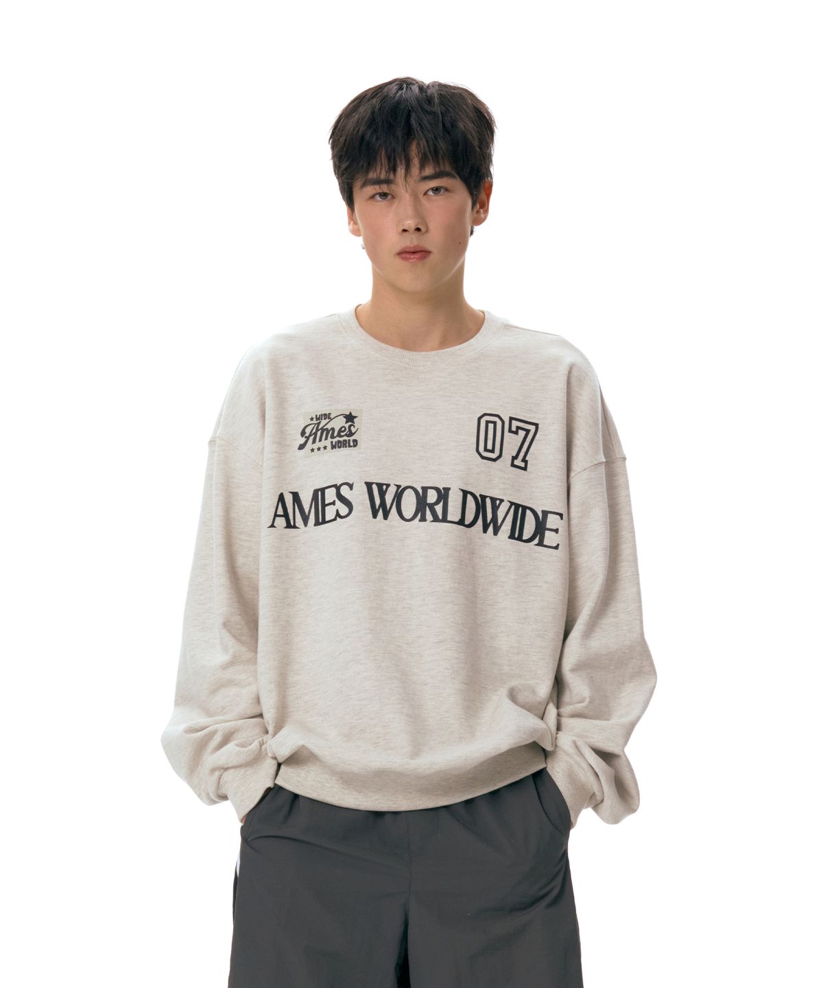 아메스 월드와이드(AMES-WORLDWIDE) 07 MESSAGE SWEATSHIRT OATMEAL