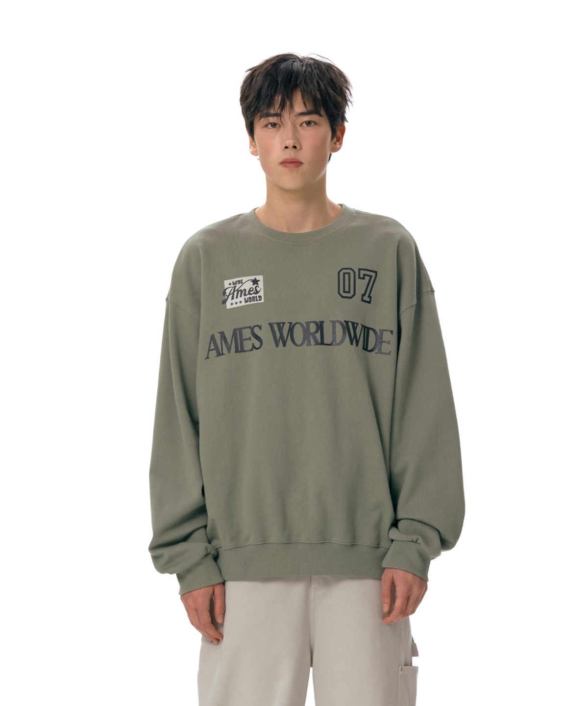 아메스 월드와이드(AMES-WORLDWIDE) 07 MESSAGE SWEATSHIRT KHAKI