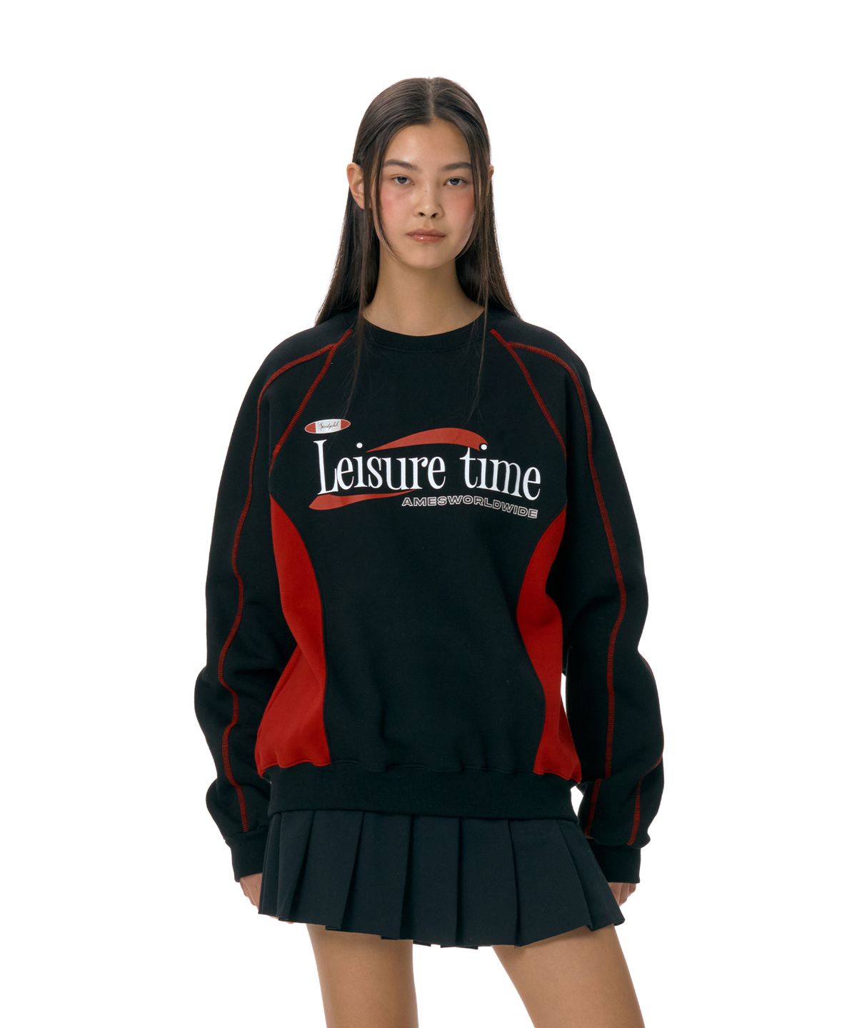 아메스 월드와이드(AMES-WORLDWIDE) LEISURE TIME LOGO SWEATSHIRT BLACK