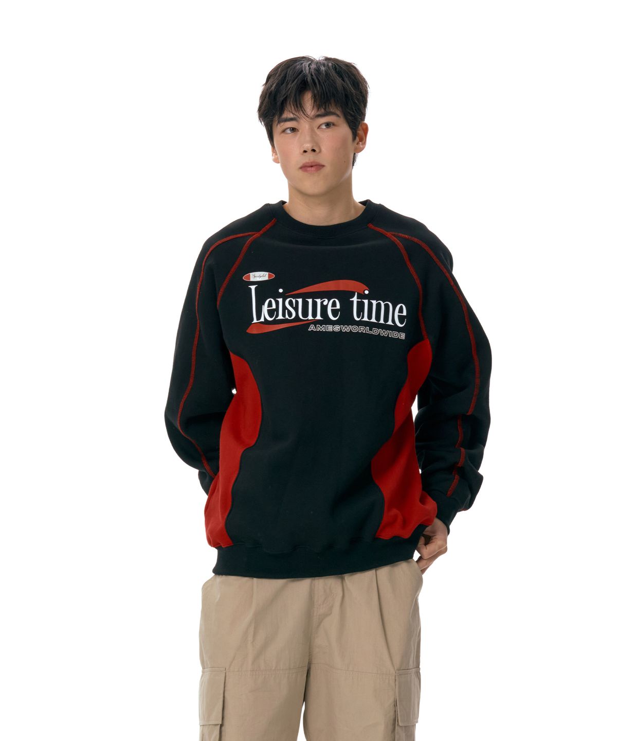 아메스 월드와이드(AMES-WORLDWIDE) LEISURE TIME LOGO SWEATSHIRT BLACK