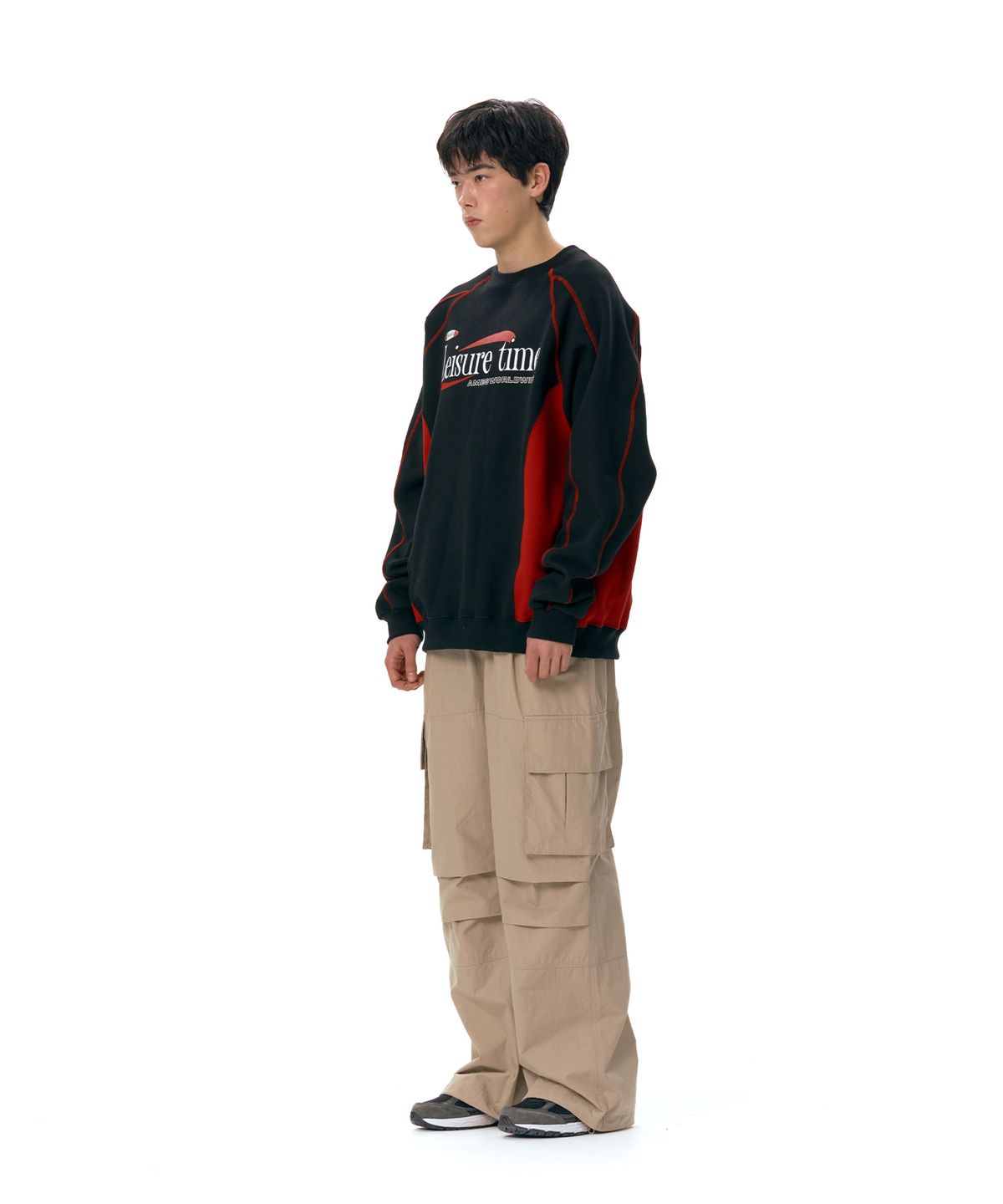 아메스 월드와이드(AMES-WORLDWIDE) LEISURE TIME LOGO SWEATSHIRT BLACK