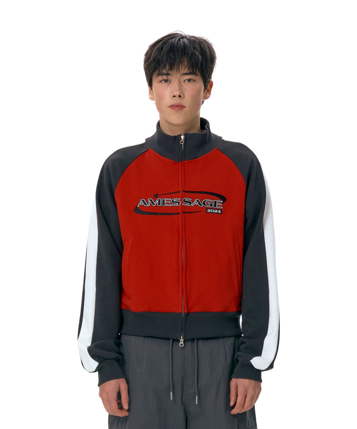 아메스 월드와이드(AMES-WORLDWIDE) SLEEVE LINE TRACK ZIPUP RED (AM2ESUM481A)