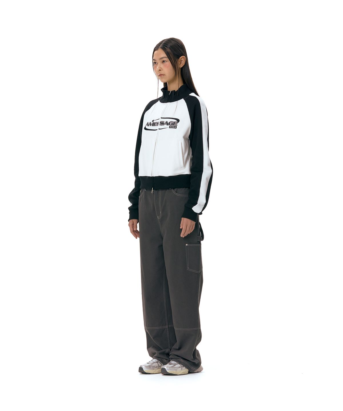 아메스 월드와이드(AMES-WORLDWIDE) SLEEVE LINE TRACK ZIPUP WHITE
