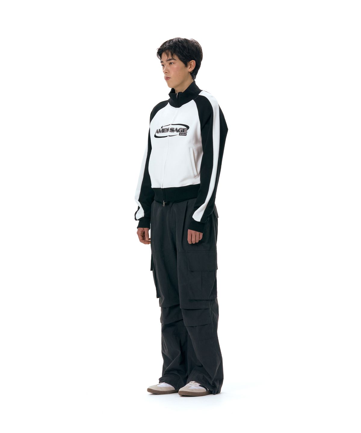 아메스 월드와이드(AMES-WORLDWIDE) SLEEVE LINE TRACK ZIPUP WHITE