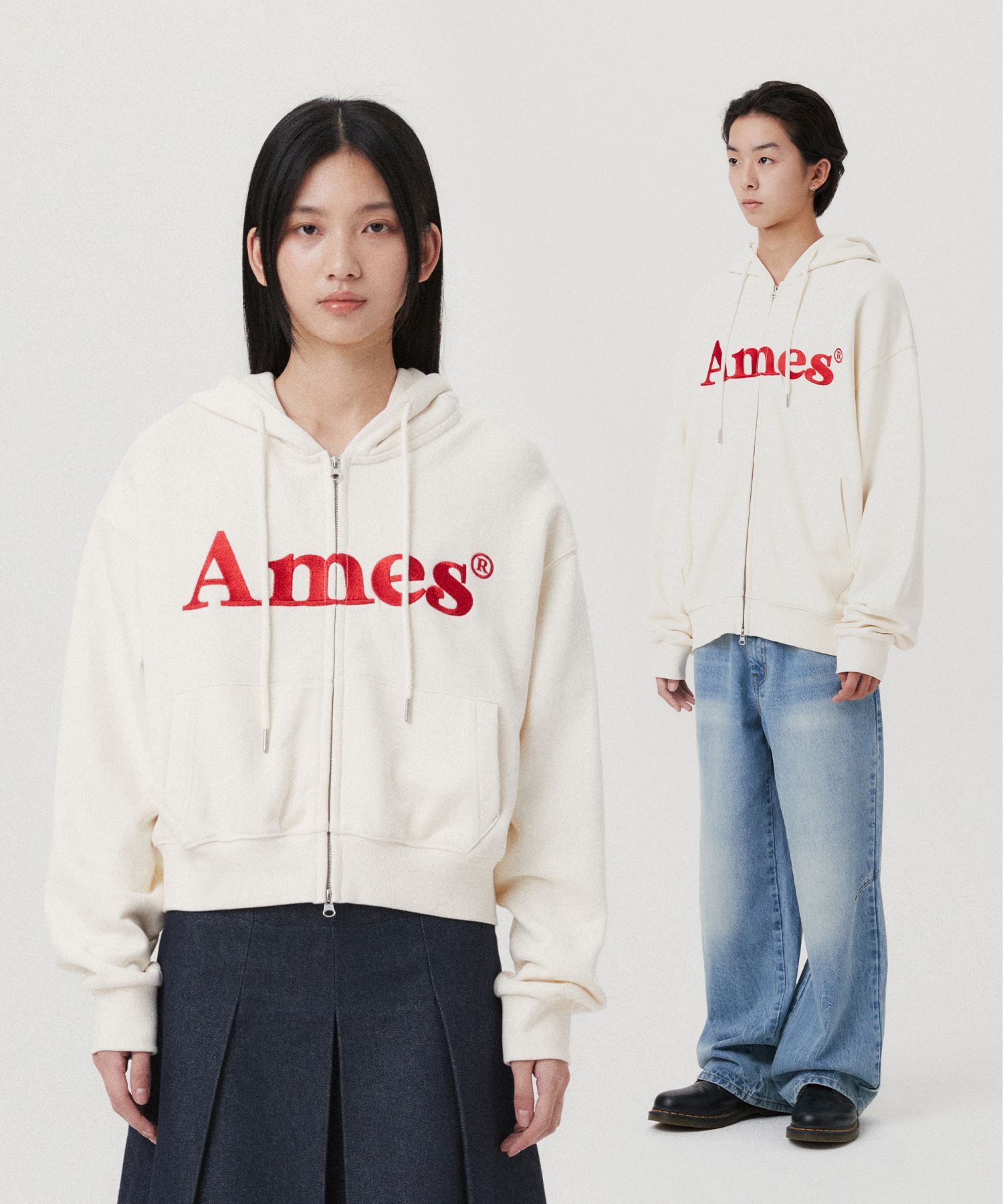 ★早期完売★AMES-WORLDWIDE★BASIC LOGO HOODIE ZIP UP★大人気 MUSINSA | AMES-WORLDWIDE BASIC LOGO HOODIE ZIP UP CREAM