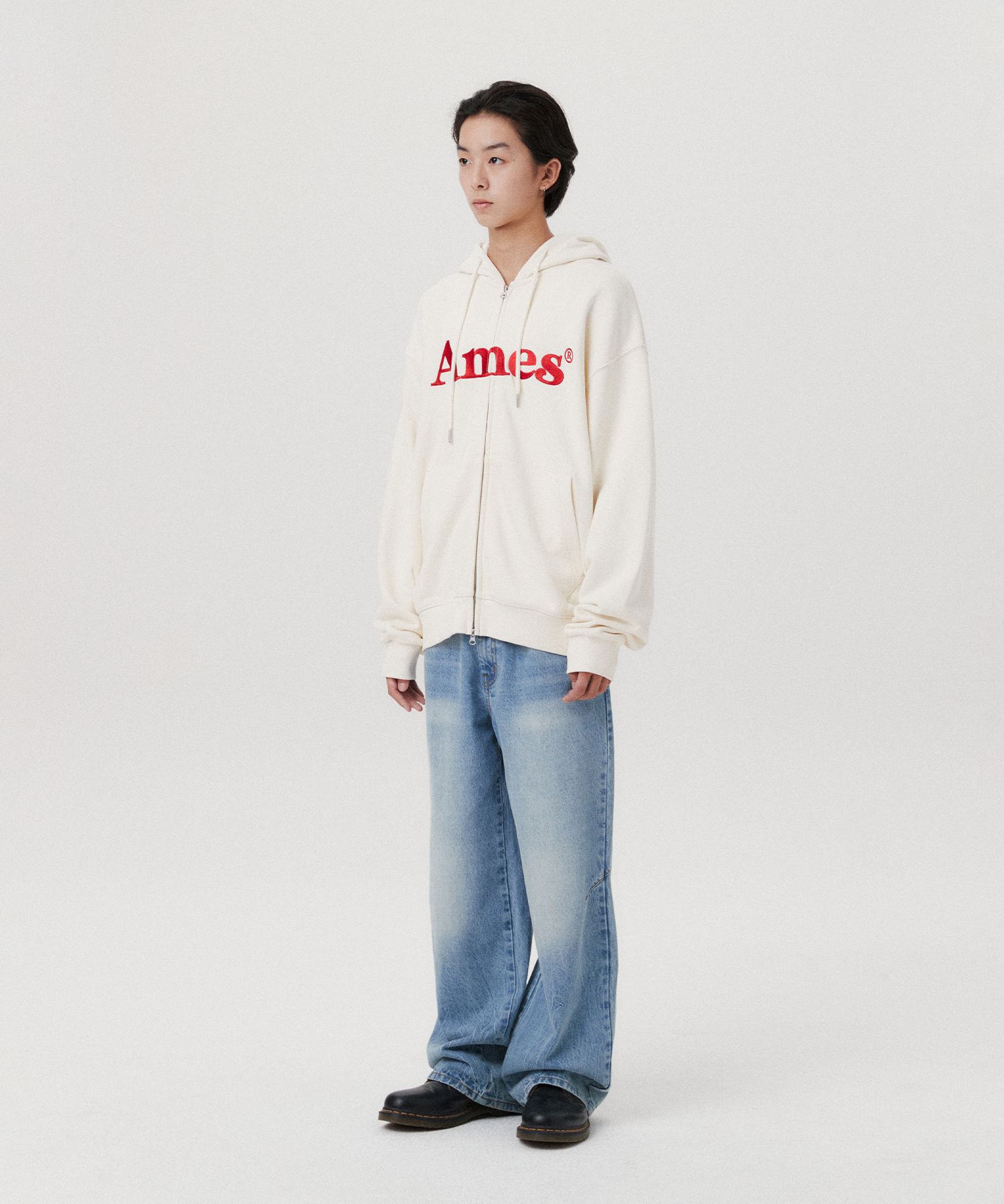 ★早期完売★AMES-WORLDWIDE★BASIC LOGO HOODIE ZIP UP★大人気 MUSINSA | AMES-WORLDWIDE BASIC LOGO HOODIE ZIP UP CREAM