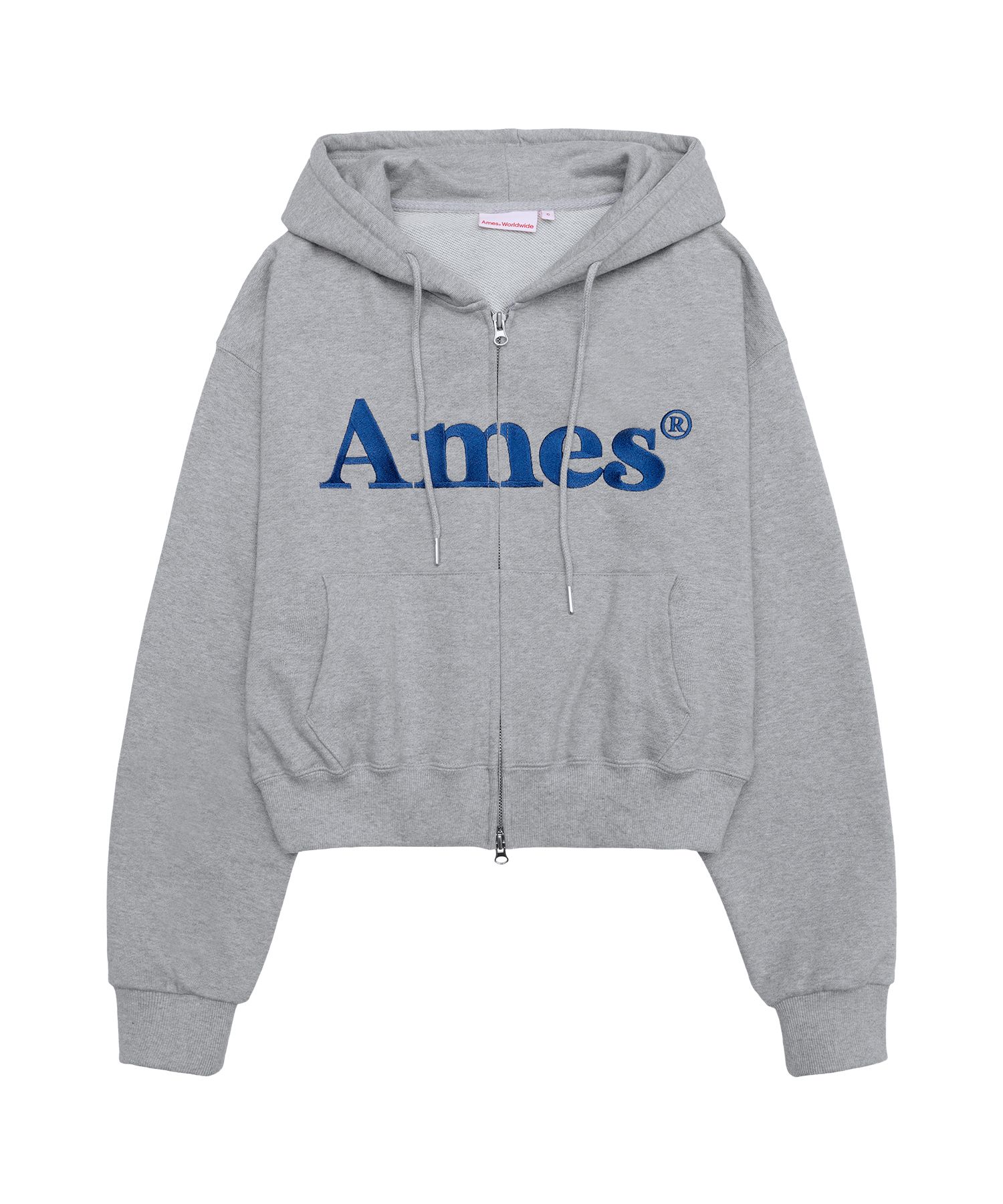 MUSINSA公式 | AMES-WORLDWIDE BASIC LOGO HOODIE ZIP UP GRAY