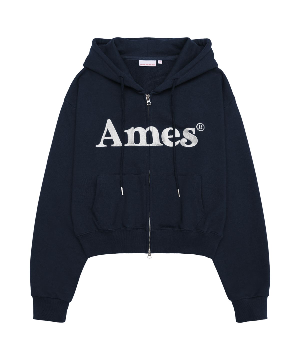 아메스 월드와이드(AMES-WORLDWIDE) BASIC LOGO HOODIE ZIP UP NAVY
