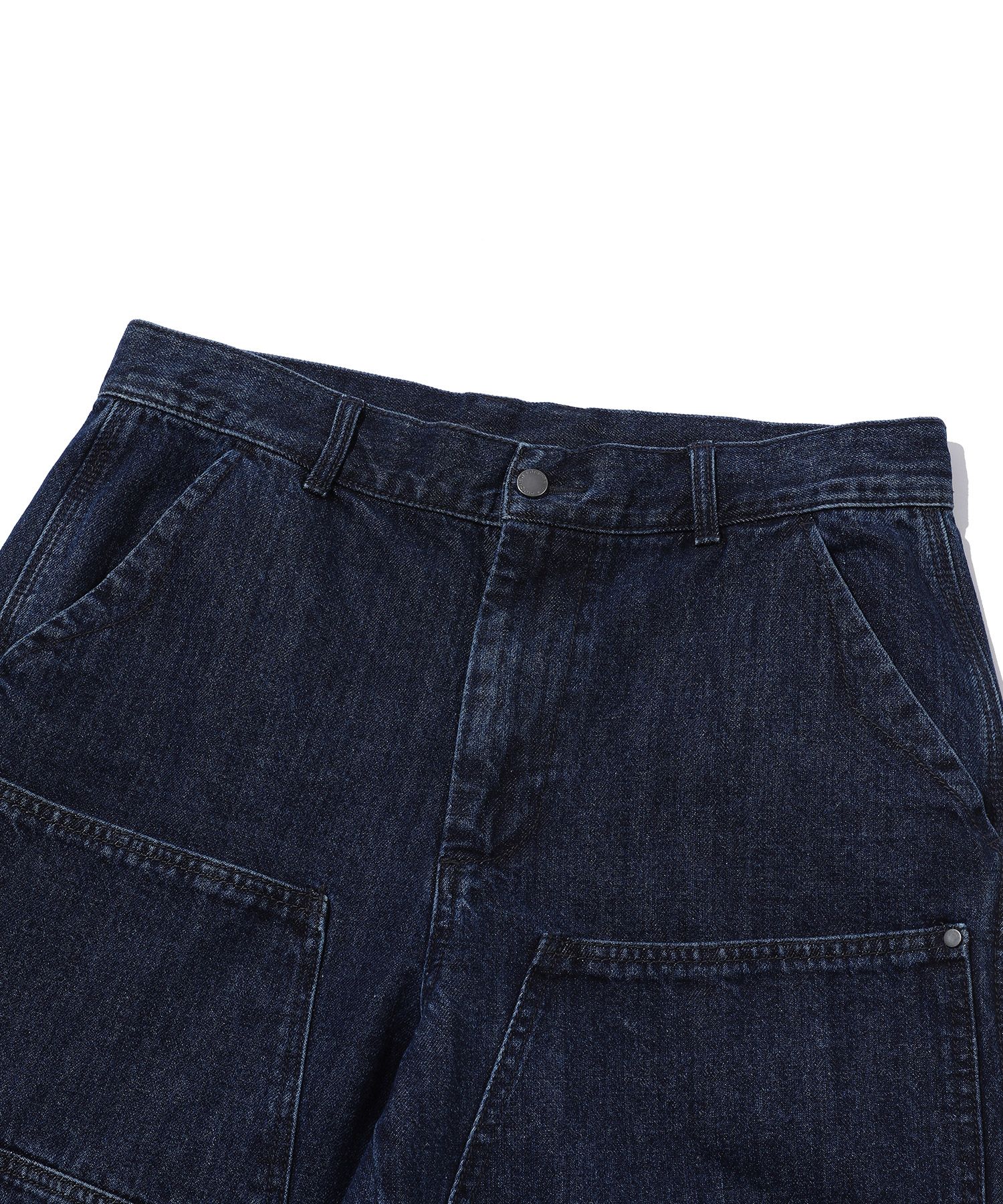 【BAON】[unisex] Banding Stripe Carpenter Wide Denim PT LEE Railroad Stripe Womens Utility Carpenter Jeans - RAILRD