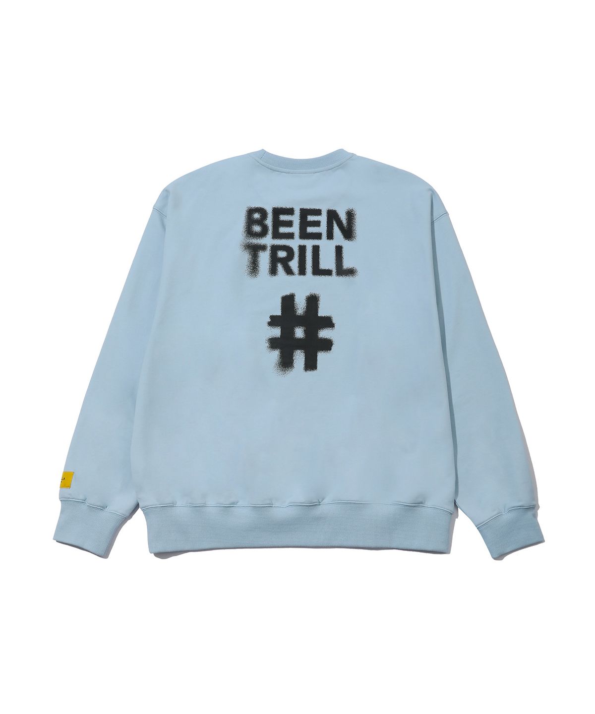 빈트릴(BEENTRILL) 블러 해시태그 오버핏 맨투맨(스카이 블루)