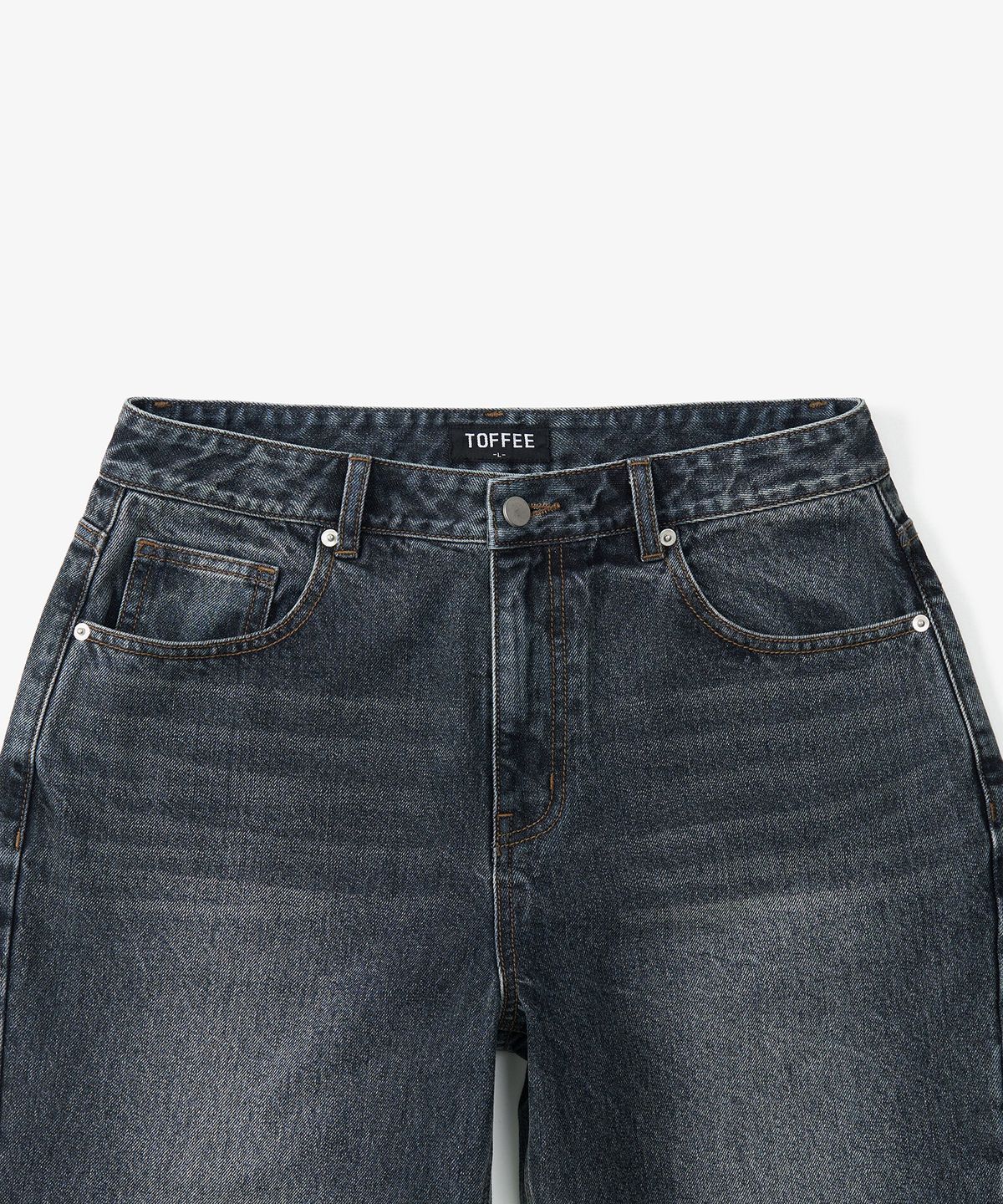 토피(TOFFEE) 드롭 스트레이트 와이드 데님 팬츠 (GREYISH BLUE)