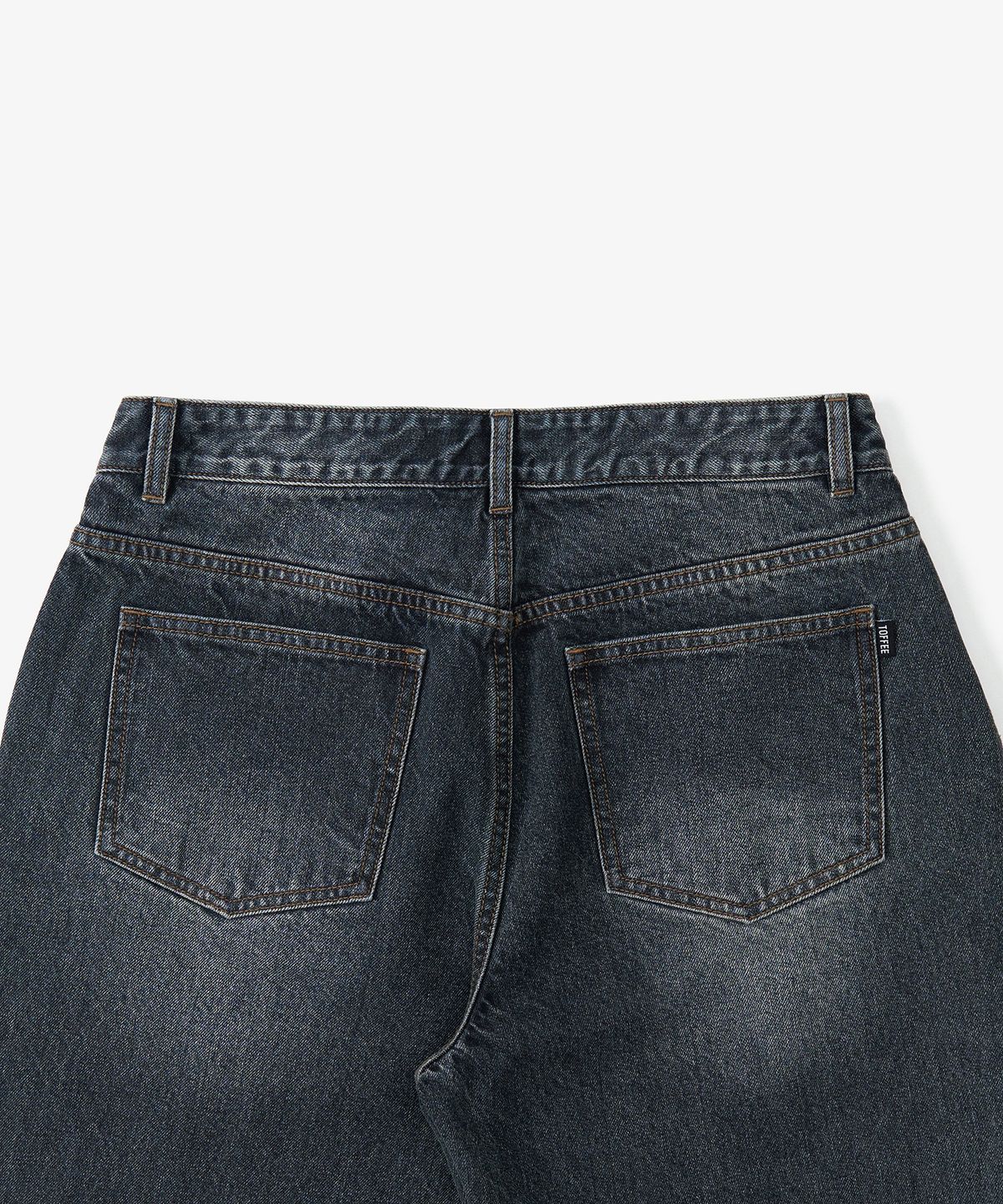 토피(TOFFEE) 드롭 스트레이트 와이드 데님 팬츠 (GREYISH BLUE)