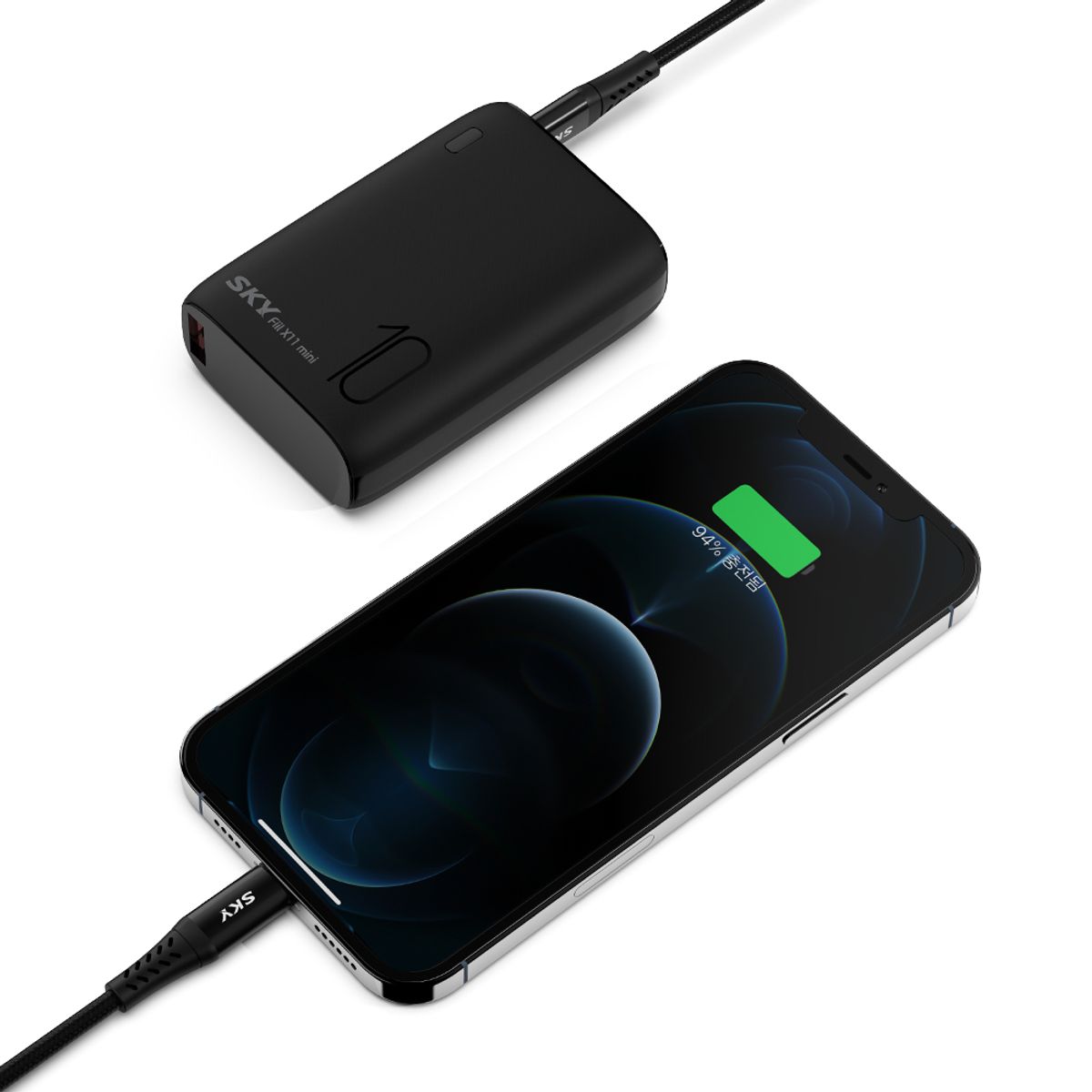 스카이(SKY) 20W PD 고속충전 미니 보조배터리 10000mAh [케이블 포함] X11
