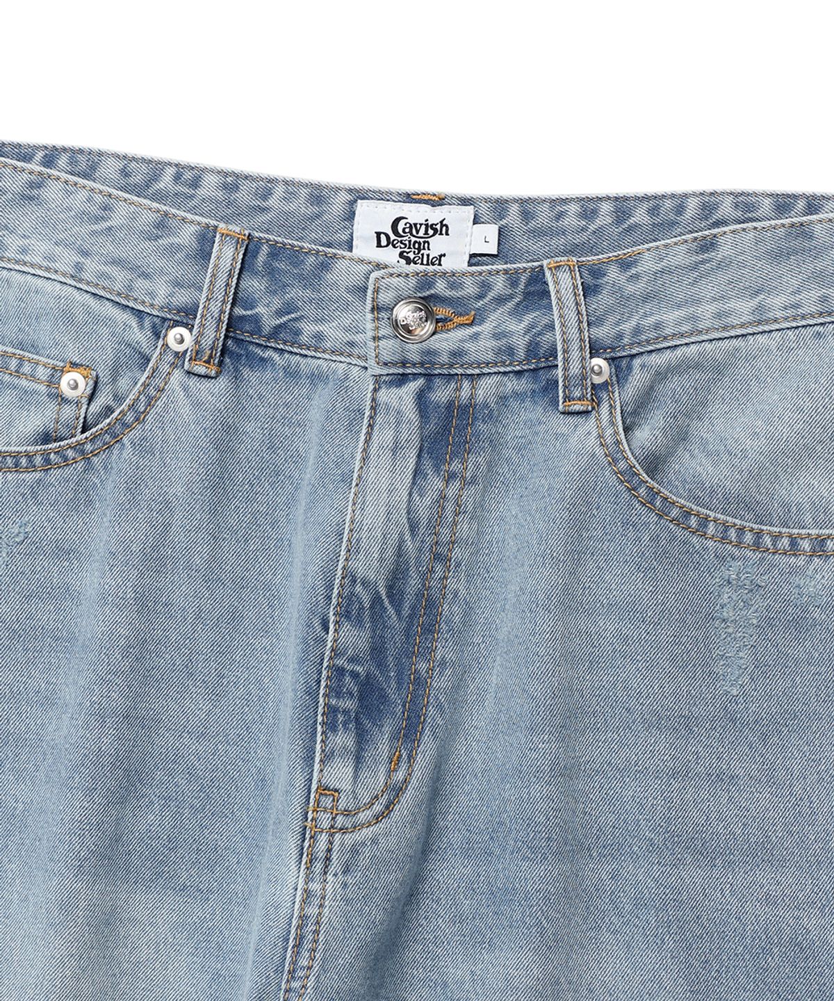카비시(CAVISH) WASHED DENIM CARGO PANTS BLUE(CV2ESUD111A)