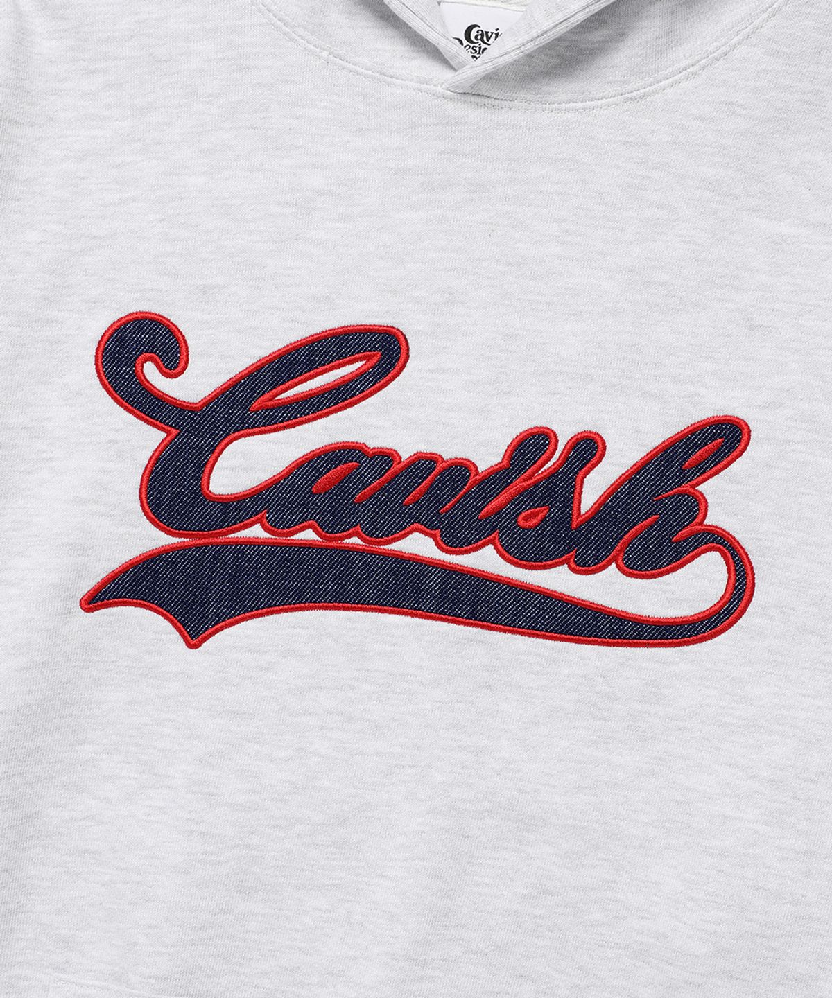 카비시(CAVISH) APPLIQUE STADIUM LOGO HOODIE LIGHT GREY(CV2ESUM405A)