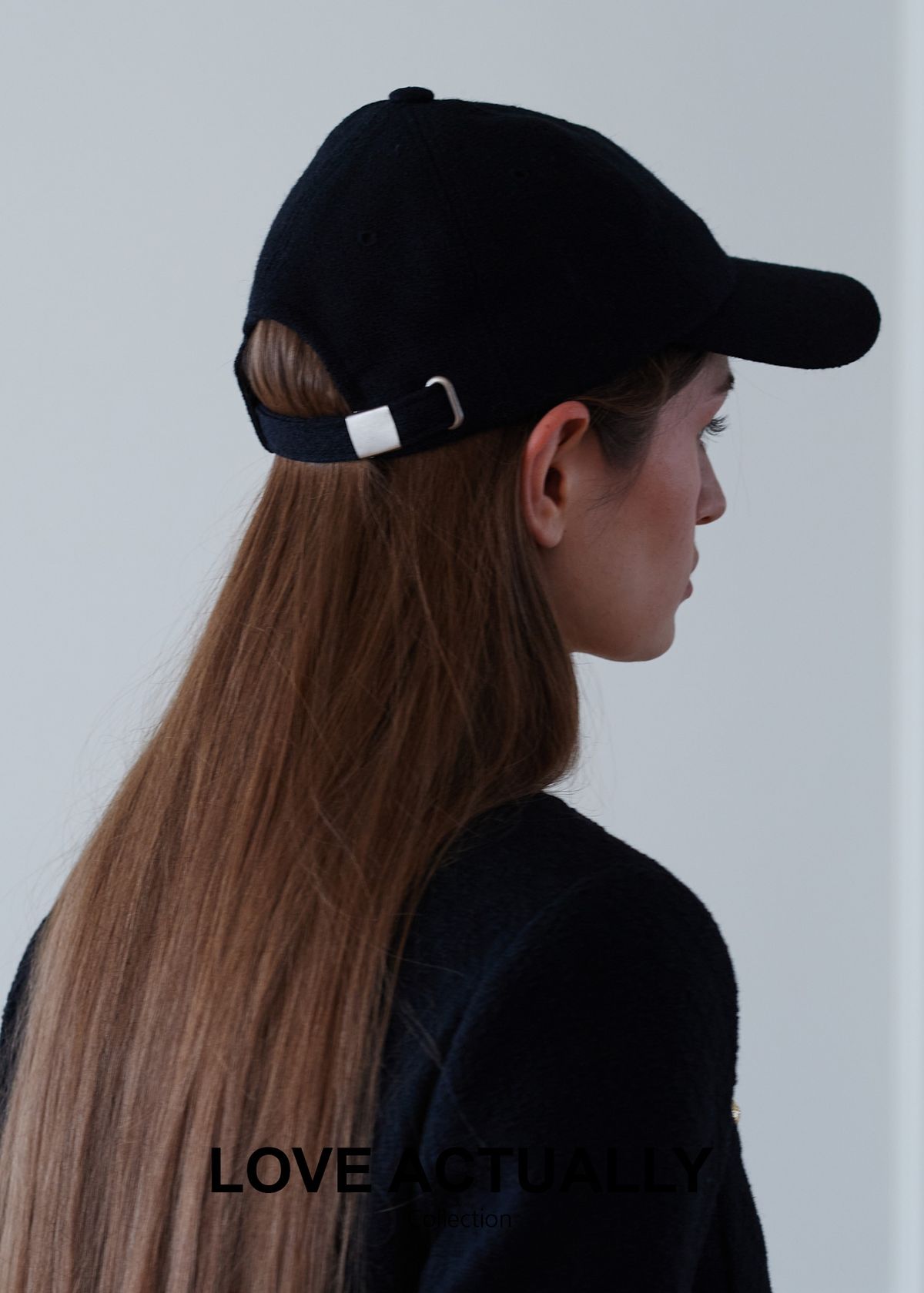 러브액츄얼리(LOVE ACTUALLY) Intelligence Tweed Wool Baseball Hat 현명함 트위드 울 야구모자,검정