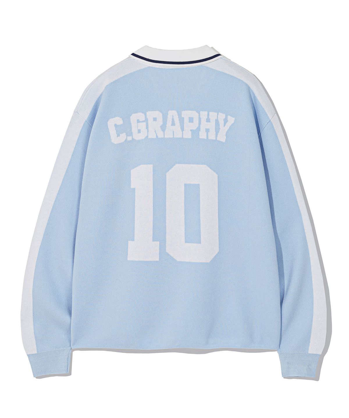 코드그라피(CGP) C.GRAPHY 싸커 브이넥 카라 니트_스카이블루