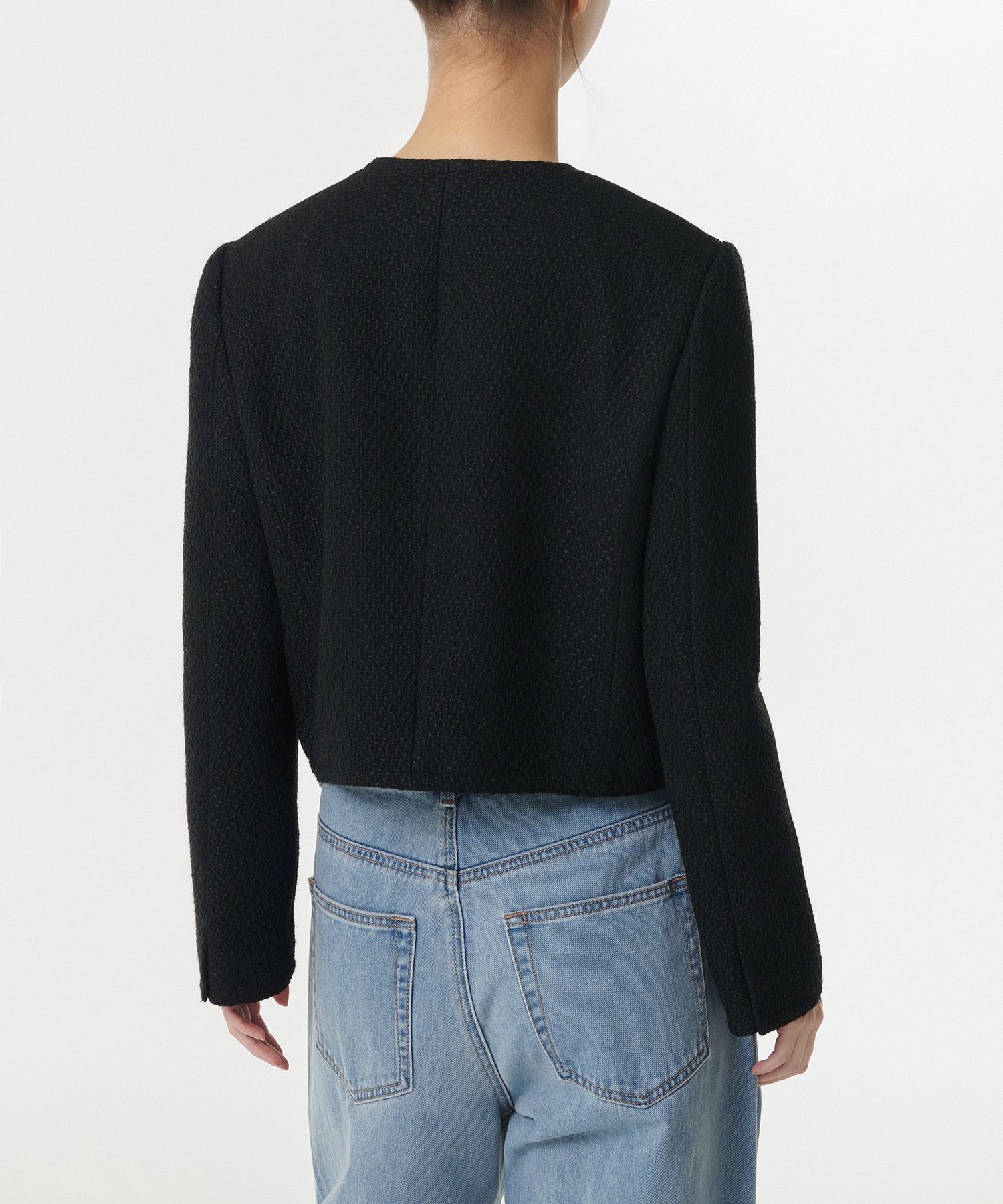 MUSINSA | MUSINSA STANDARD ROUND NECK TWEED JACKET [BLACK]