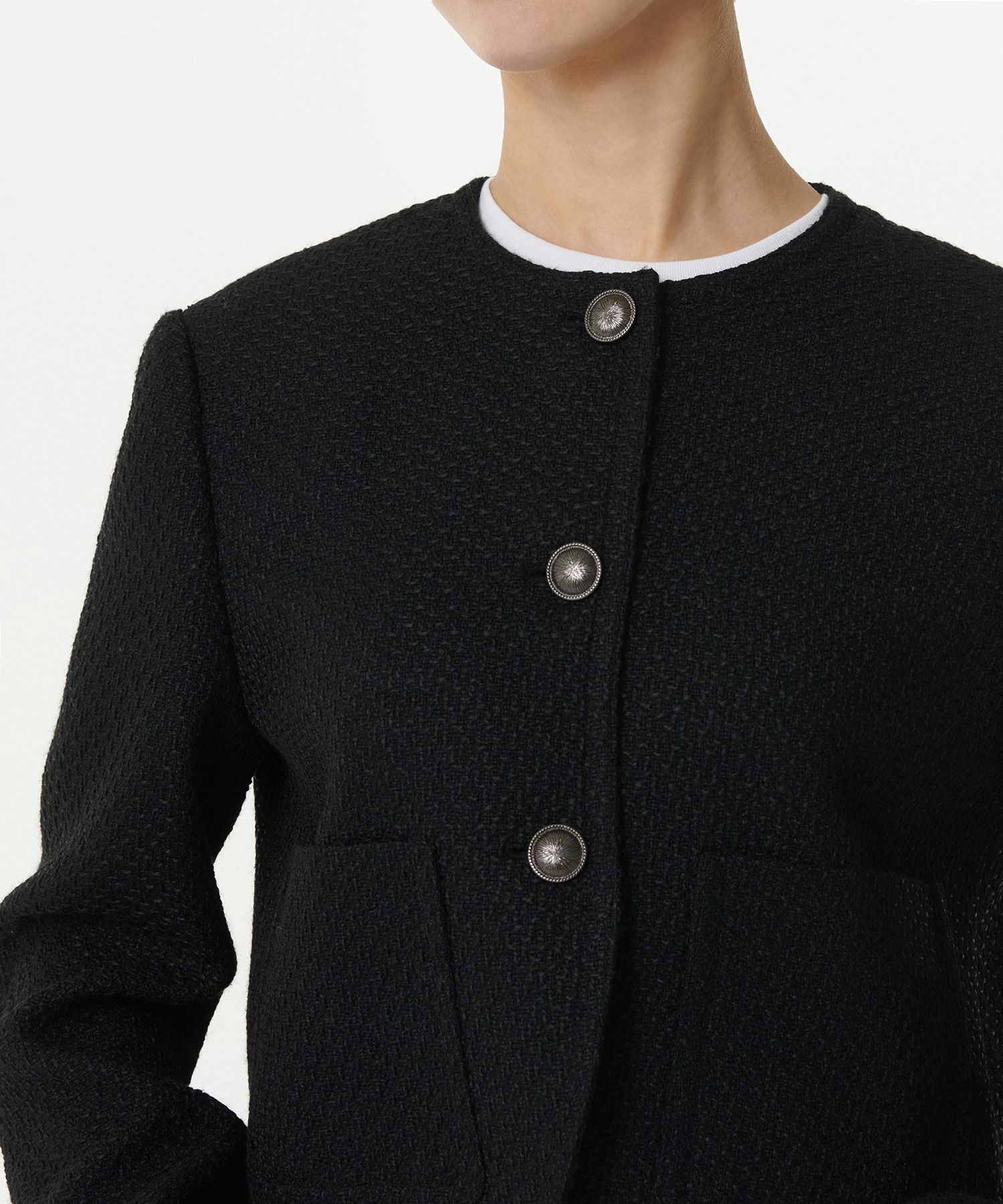 MUSINSA | MUSINSA STANDARD ROUND NECK TWEED JACKET [BLACK]